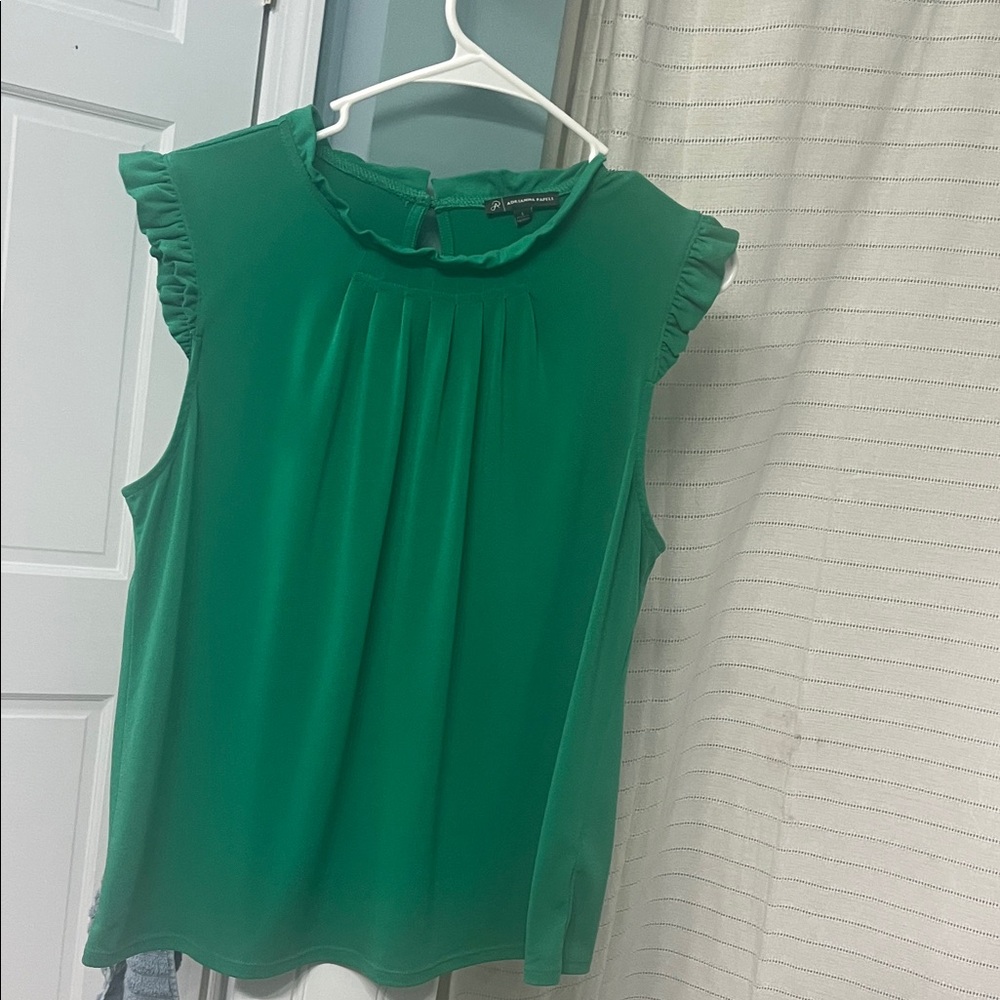 Adrianna Papell Emerald Ruffle Blouse